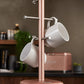 Tower T826016R Kitchen Tree, Glitz Range, 6 Cups Mug Stand, Steel, Blush Pink, One Size