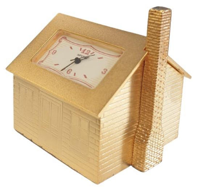 Miniature Clock Goldtone Plated House Design Solid Brass IMP1011 - CLEARANCE NEEDS RE-BATTERY