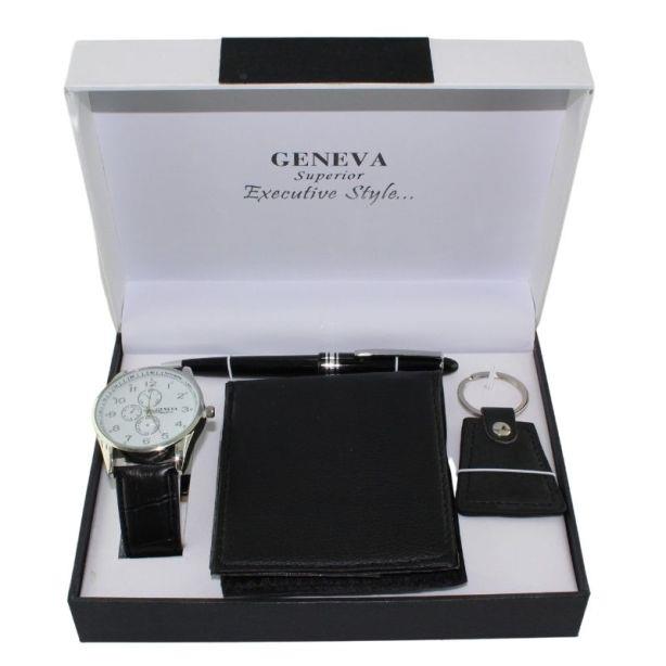 Geneva Men's Watch Gift set - Wallet Pen Keychain WATCH STYLE MAY VARY