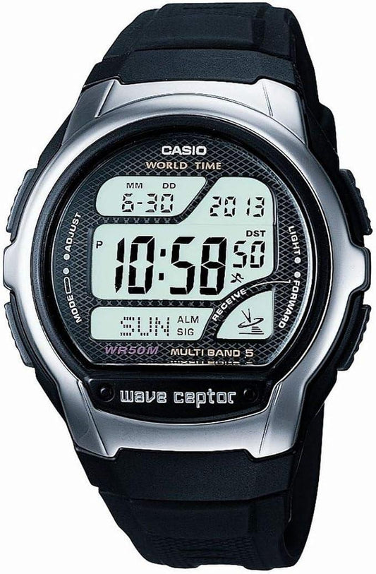 Casio Mens Fashion Sports Digital Chronograph Wave Ceptor Digital Black Face Black Rubber Strap Watch WV-58U-1AVES