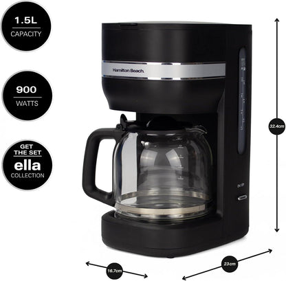 Hamilton Beach Ella 1.5L Filter Coffee Machine Matte Black