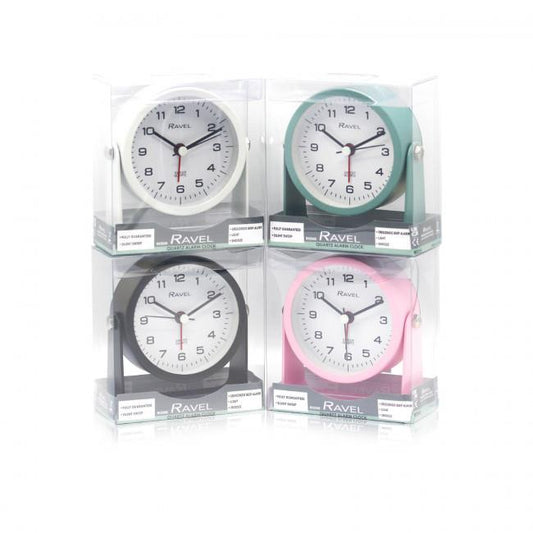 Ravel Bedside Round Metal Alarm Clock with Stand Green RC050 Available Multiple Colour