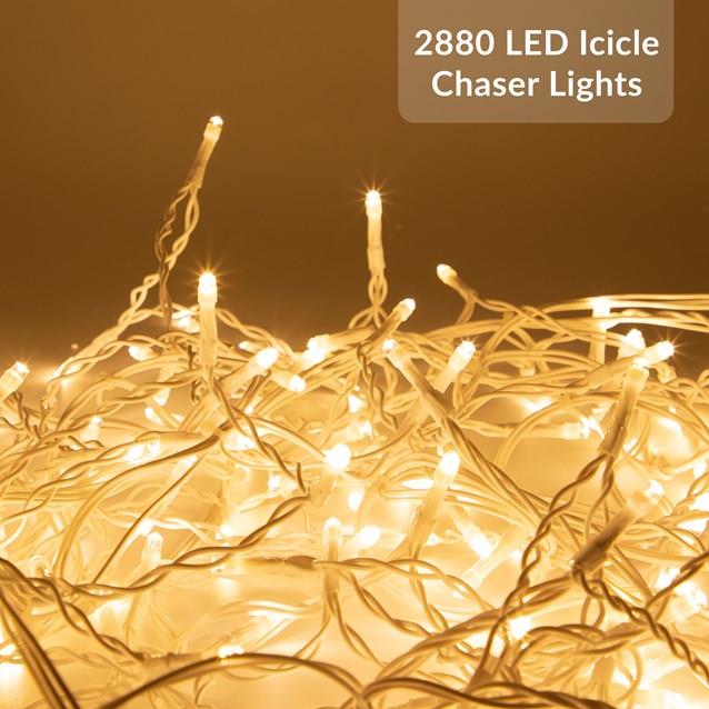 720 LED Icicle Chaser Lights- Warm White - 17.16metres