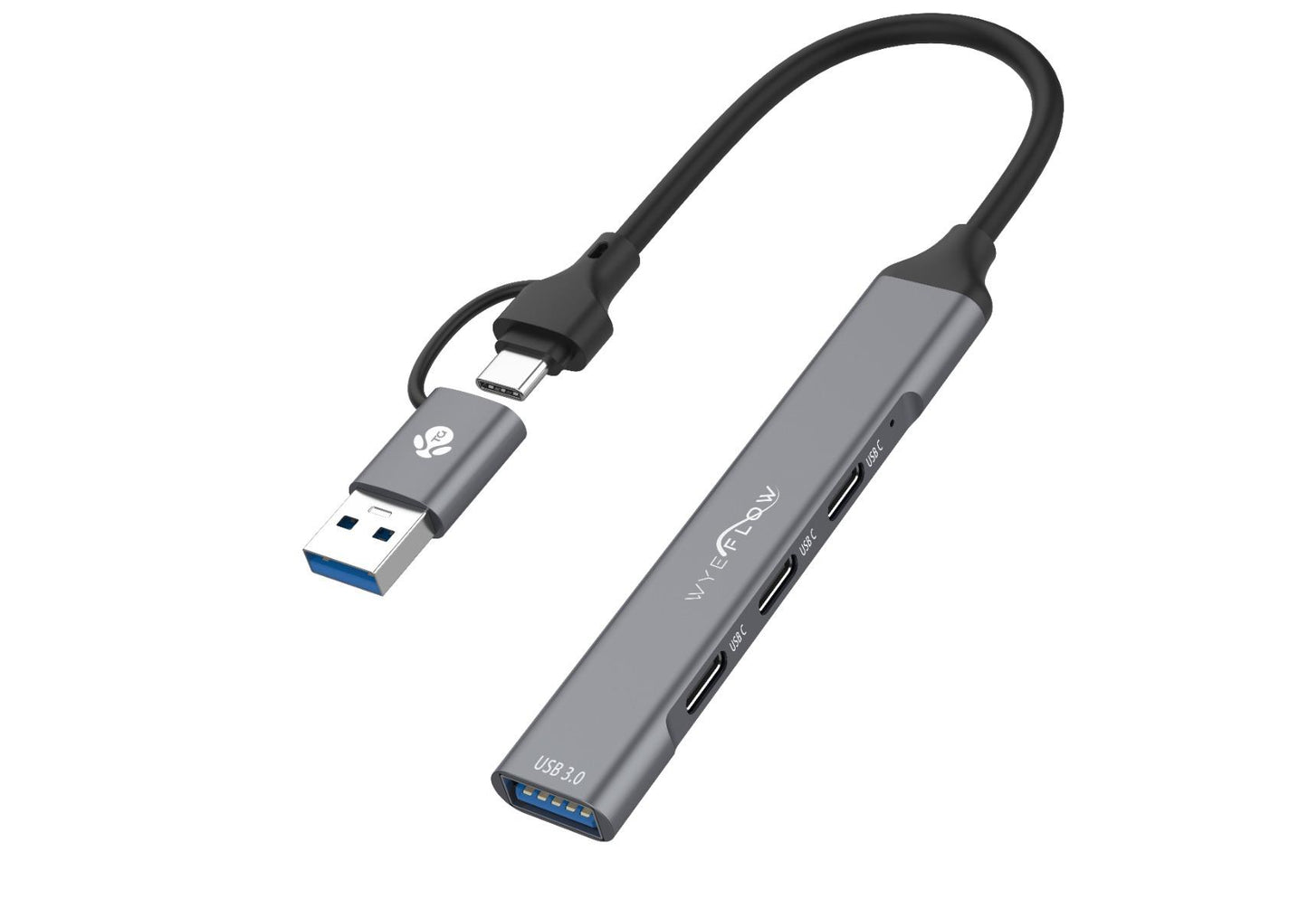 WYEFLOW 3.0 (5 Gbps) Ultra Slim Multi USB Hub with 2-In-1 Connectors (A+C) 10 Times Faster than USB 2.0