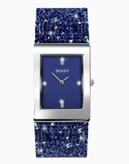 Sekonda Seksy Ladies Bling Fashion Blue Dial Blue Stone Set Bracelet Watch - 2758
