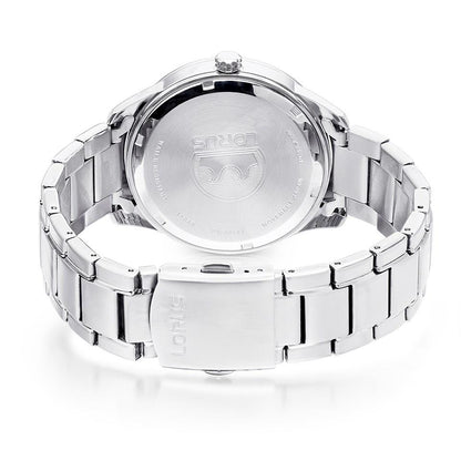 Lorus Mens Sports Day Date Black Dial Seigaiha-mon With Stainless Steel Bracelet Watch RH361AX9