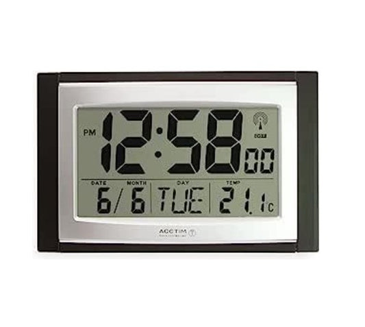 Acctim Status Radio Controlled Digital Wall/Desk Clock, Black 74053