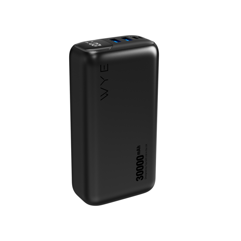 WYE Flux Super Fast Charging Power Bank – 30000mAh, Dual USB-A + USB-C, LED Display