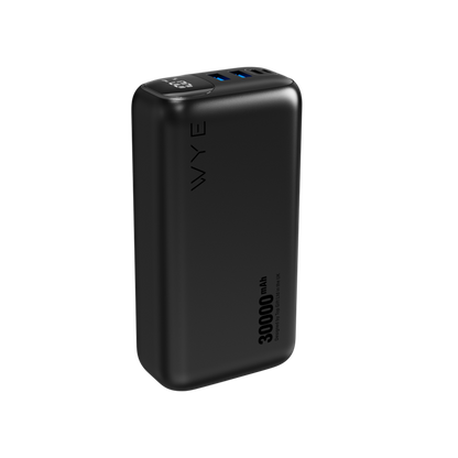 WYE Flux Super Fast Charging Power Bank – 30000mAh, Dual USB-A + USB-C, LED Display