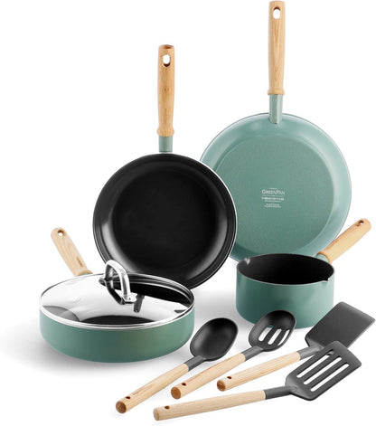 GreenPan Mayflower Healthy Ceramic Non-Stick 9-Piece Cookware Pots and Pans Set