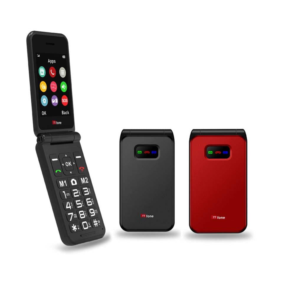 TTfone TT760 Flip 4G Big Button Mobile Phone for the Elderly with Emergency Assistance Button Black/Red