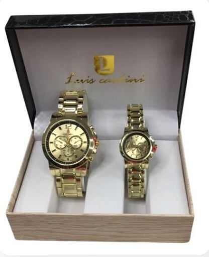 Luis Cardini Couple Mens & Ladies Fashion Dial & Bracelet Watch Gift Set