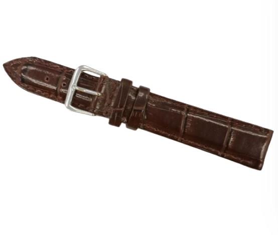 Classic Dark Brown Padded Crocodile Leather Watch Straps Available Sizes 18mm-20mm