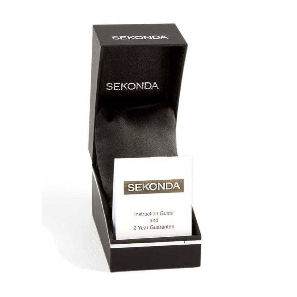 Sekonda Mens Round White Dial Black Leather Strap Watch 3134