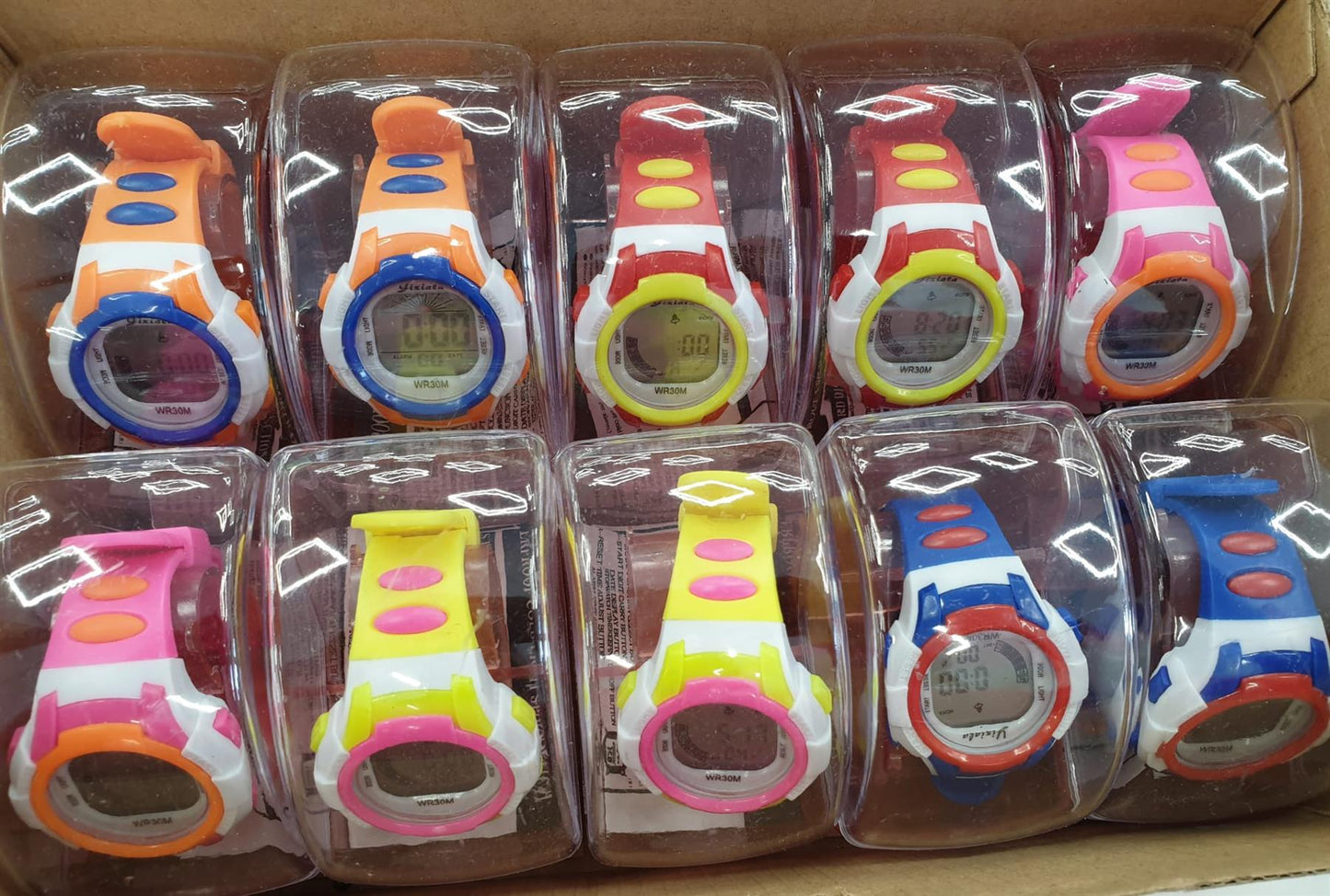 7 Light Childrens Girls & Boys Sports Light Digital Waterproof assorted stlyes and colour's varied watch Box of 10