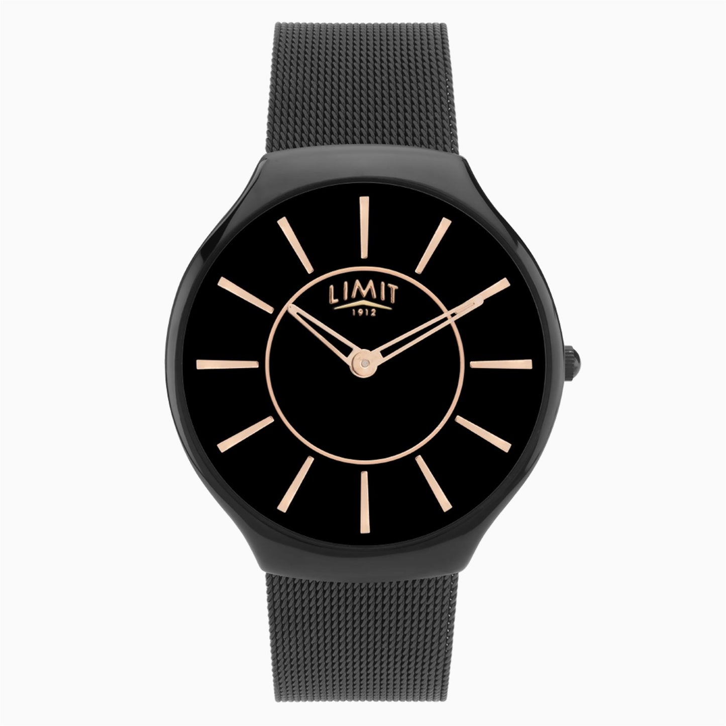 Limit Men's Black Case & Stainless Steel Mesh Bracelet with Black Dial 5727