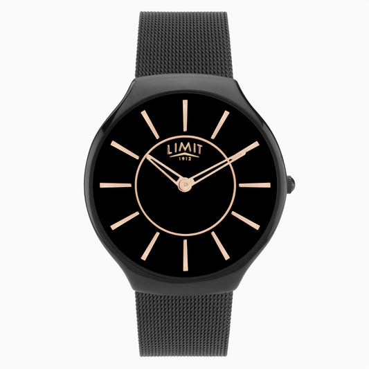 Limit Men's Black Case & Stainless Steel Mesh Bracelet with Black Dial 5727