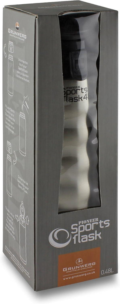 Pioneer Stainless Steel Sports Flask, Double Wall Vacuum Insulated Drinks Bottle 480 ML Assorted Colours