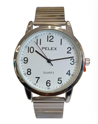 Pelex Mens Big number Metal Bracelet Strap Quartz Watch Available Multiple Colour