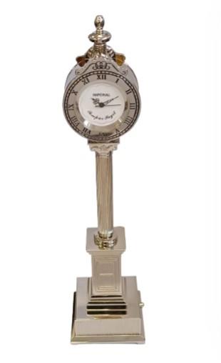 Miniature Clock Tower Silver Plated Dual Time (Front/Back) Solid Brass IMP441 - CLEARANCE NEEDS RE-BATTERY