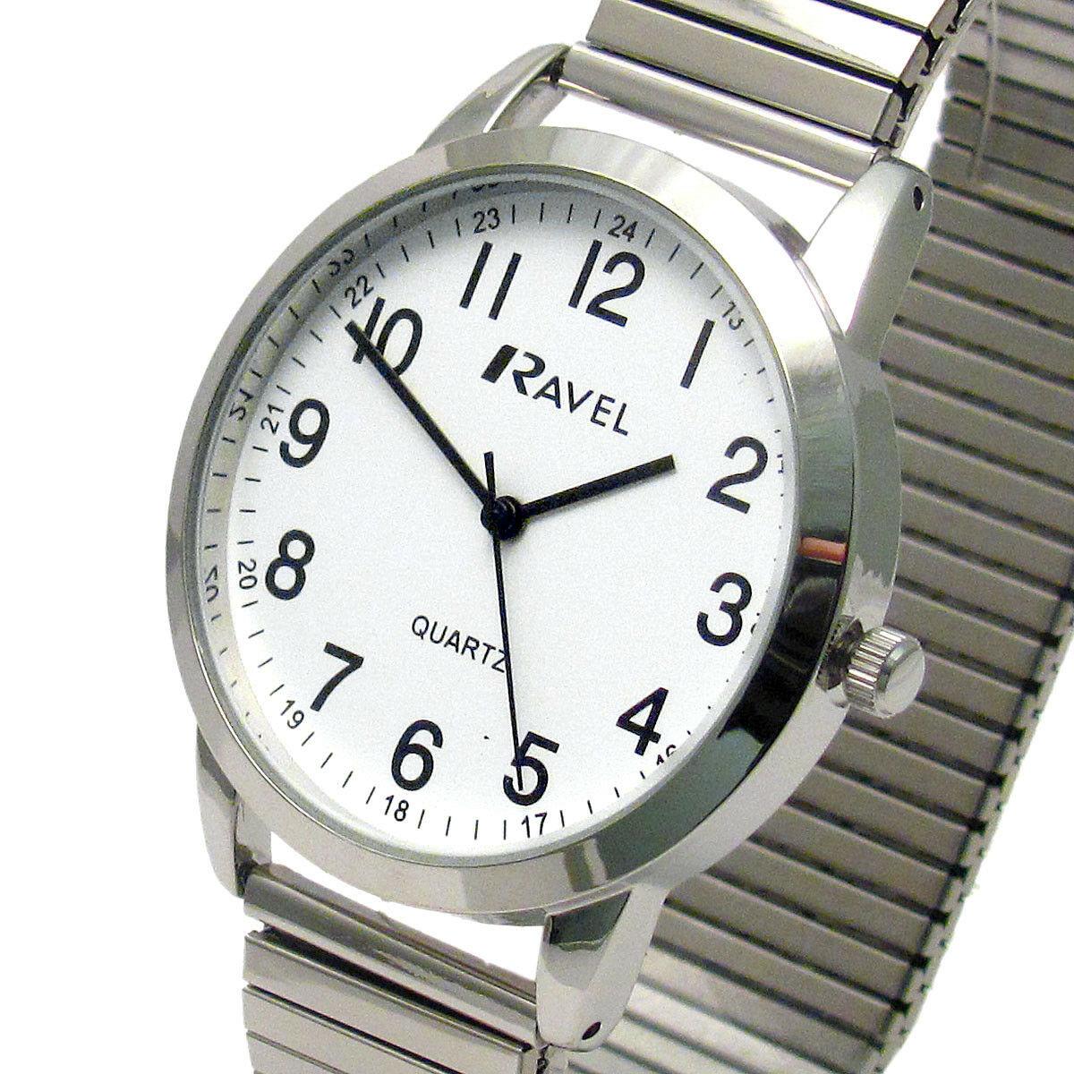 Ravel Mens Basic Bold Number Expander Bracelet Watch R0232G