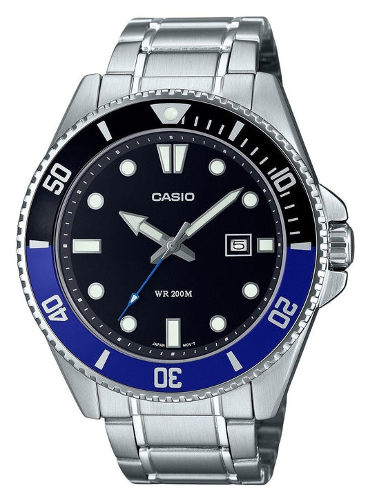 Casio Mens Standard Analog Black Dial Sports Quartz 200M Men's Watch MDV-10D-1A2VDF
