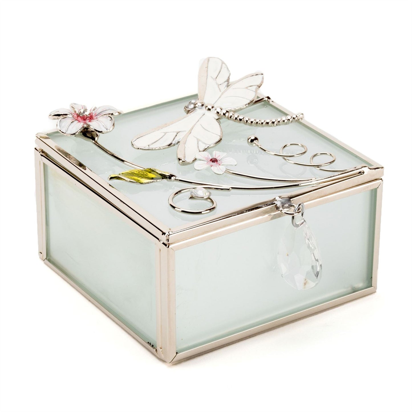 Sophia Classic Glass & Wire Dragonfly Square Trinket Box