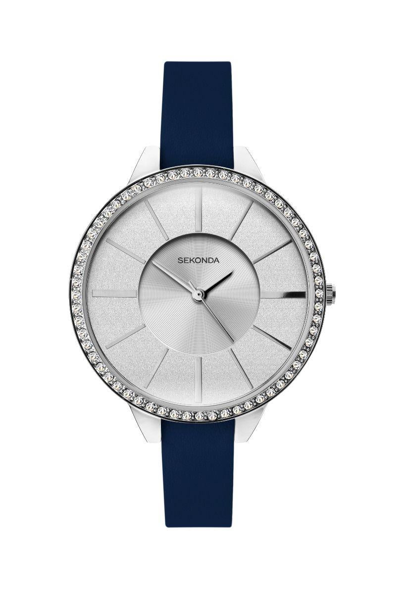 Sekonda Ladies Editions Watch with Silver Dial and Blue Strap Watch 40004