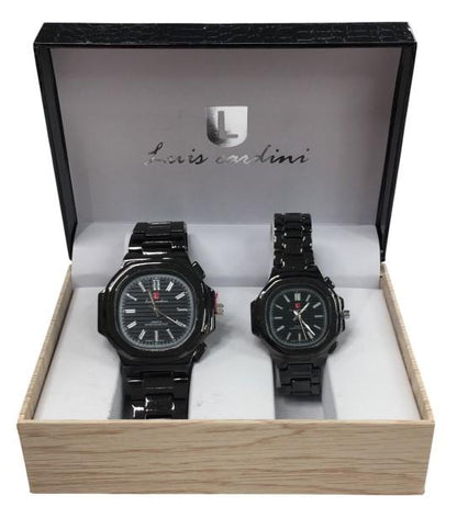 Luis Cardini Couple Mens & Ladies Fashion Dial & Bracelet Watch Gift Set