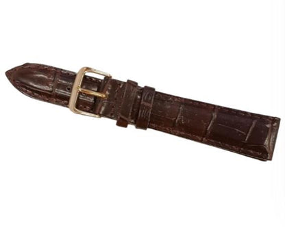 Classic Dark Brown Padded Crocodile Leather Watch Straps Available Size 18mm-20mm