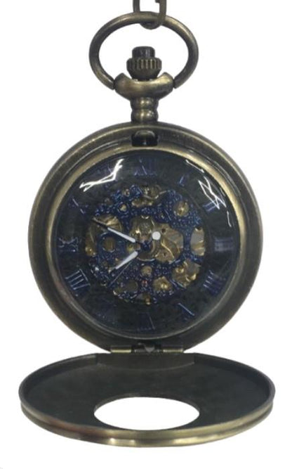 Mens & Ladies Mechanical Hand Winding Half Hunter Steampunk Bronze Pocket Watch