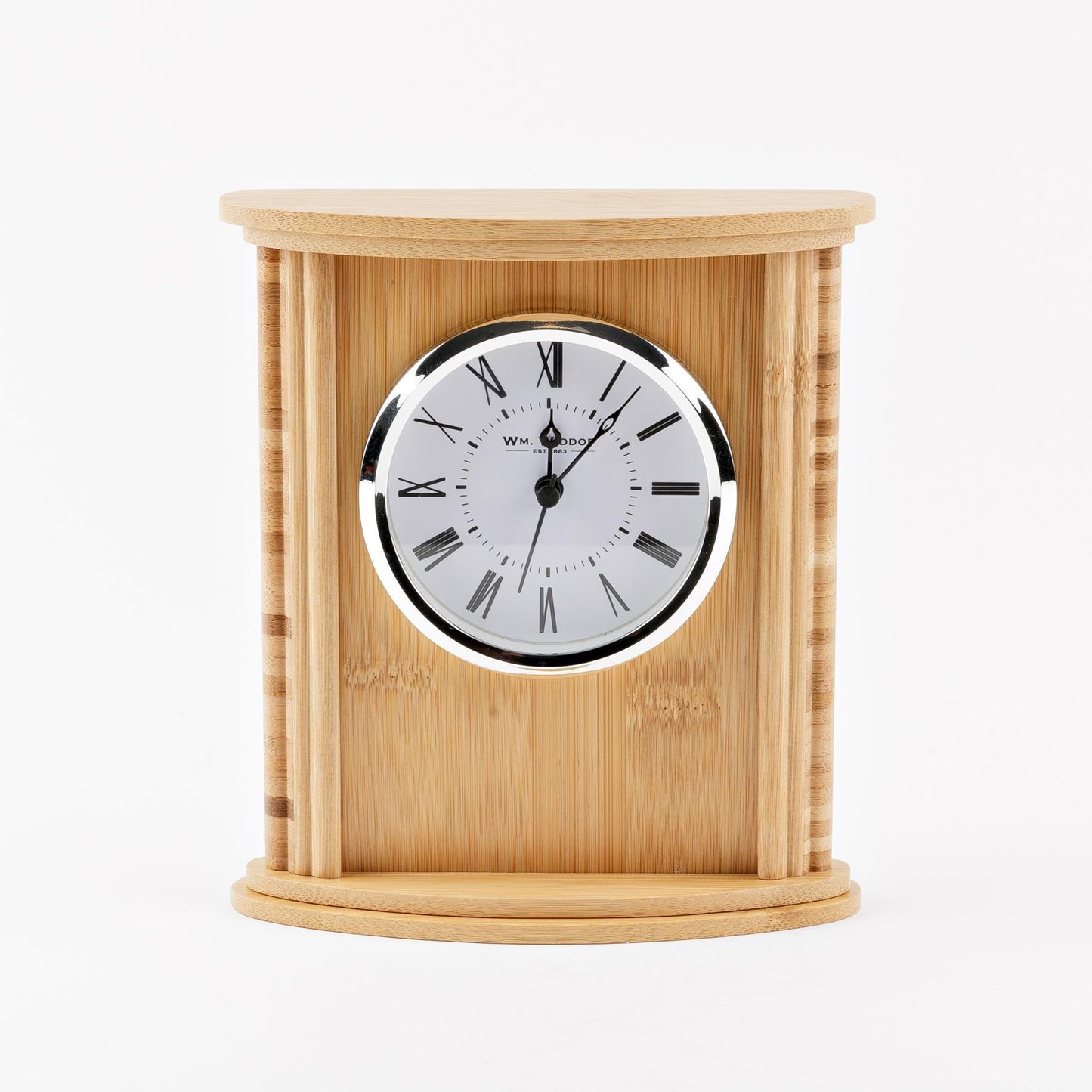 WILLIAM WIDDOP White Roman dial Bamboo Wood Mantle Clock W2909