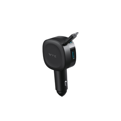 3-IN-1 Fast Charging In-Car Charger with Built-in Retractable Cable&A,C ports