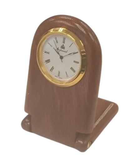 Imperial Miniature Desk Clock with Wood Matt Brown Gold Trim IMP305 - CLEARANCE NEEDS RE-BATTERY