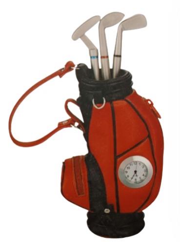 Miniature Clock Red/White Golf Cart, Club Style Pens & Pen Holder IMP432RW - CLEARANCE NEEDS RE-BATTERY & Might Needs New Refil