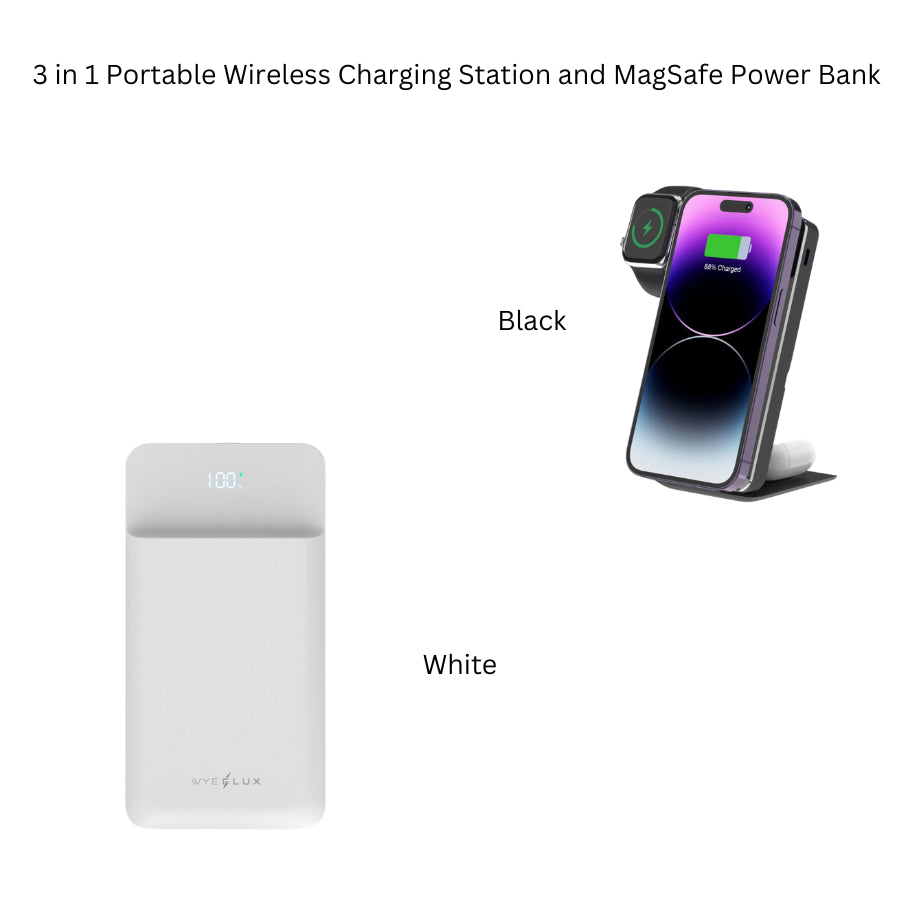 Portable Wireless charging Station And Magsafe Power Bank (3-in-1)