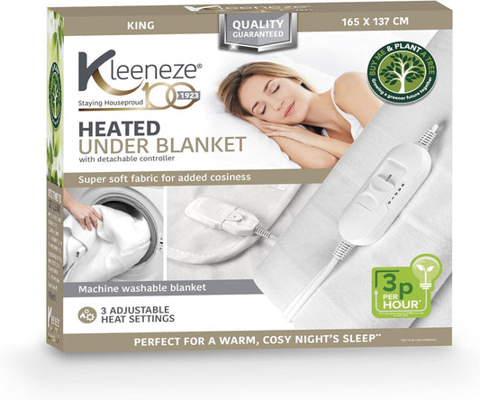King Plus Heated Underblanket 3 Heat Settings 70W, 165 x 137 CM
