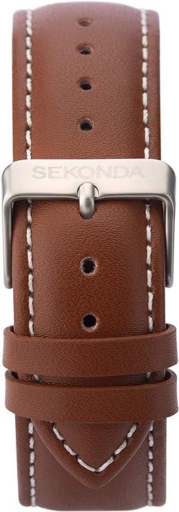 Sekonda Mens Dated Chronograph Blue Dial Brown Leather Strap Watch