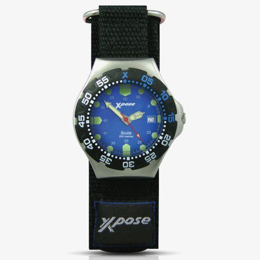 Sekonda Men's Dated Xpose Scuba Blue dial with Black nylon strap Watch 3013