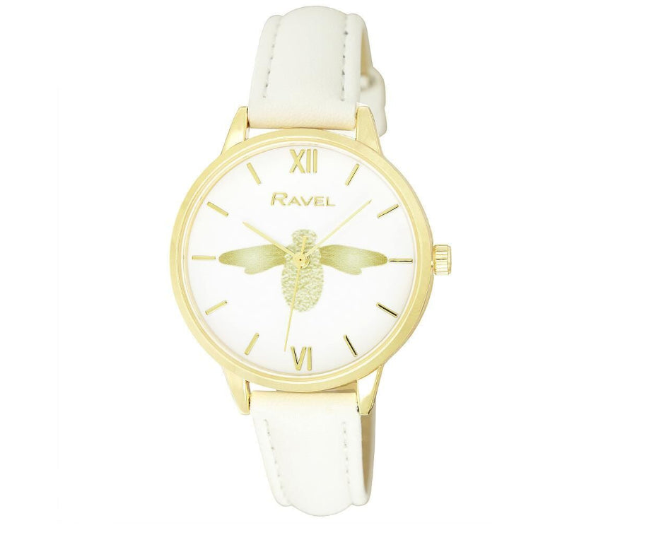 Ravel Ladies Bumble Bee Design Dial With Leather Strap Watch RF007 Available Multiple Colour