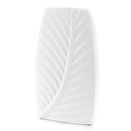 Hestia Matte White Ceramic Leaf Vase 36cm