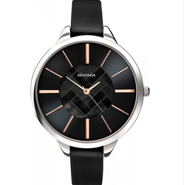 Sekonda Ladies Black Leather Strap Watch