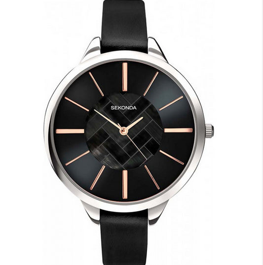 Sekonda Ladies Black Leather Strap Watch