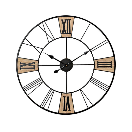 Hometime Black Metal & Brown Cut Out Clock 60cm