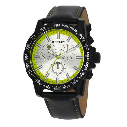 Henley Mens Fashion Satin Black Sports Coloured Stitch Multi Eye Watch H03015 Available Multiple Colour