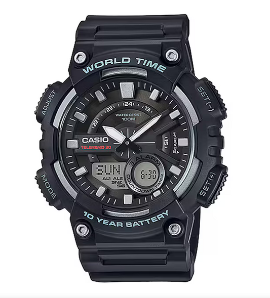 Casio Telememo Digital Black Resin Strap Watch