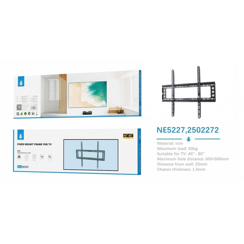 Fixed Iron Wall Mount Frame for TV 40''-80'', MAX 50kg, Black