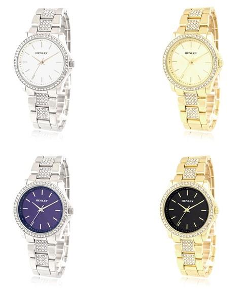 Henley Ladies Fashion Bling Dial with Bracelet Watch H07342 Available Multiple Colors
