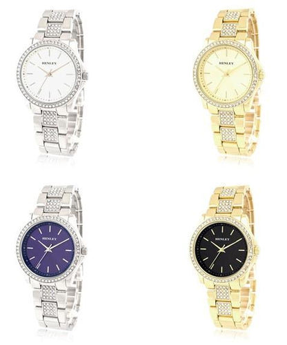 Henley Ladies Fashion Bling Dial with Bracelet Watch H07342 Available Multiple Colors