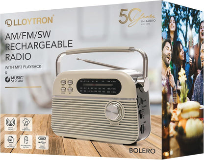 Bolero 3 Band Rechargeable Portable Radio + MusicStream